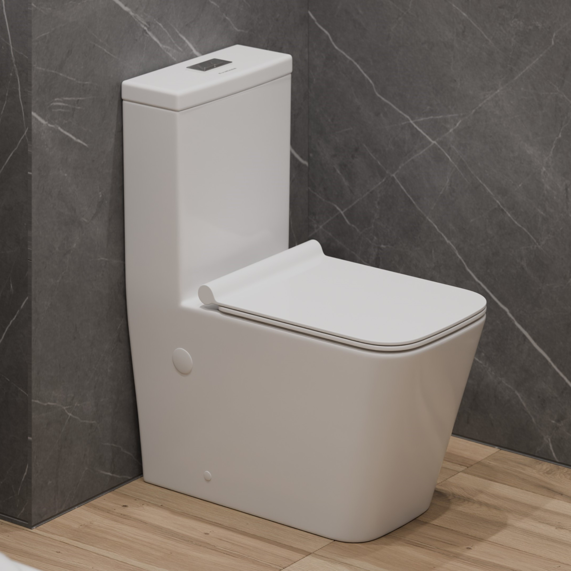 Унитаз-моноблок T1086 безободковый, сиденье тонкое ДП, арматура (с гофрой и подводкой)