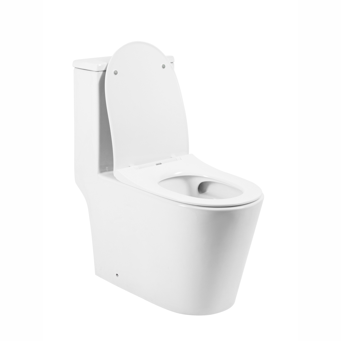 Унитаз-моноблок T1084 безободковый круговой смыв, сиденье тонкое ДП, арматура (с гофрой и подводкой)