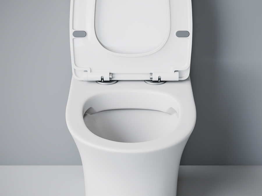 Унитаз-моноблок SM9614 безободковый, сиденье тонкое ДП, арматура (с гофрой и подводкой)