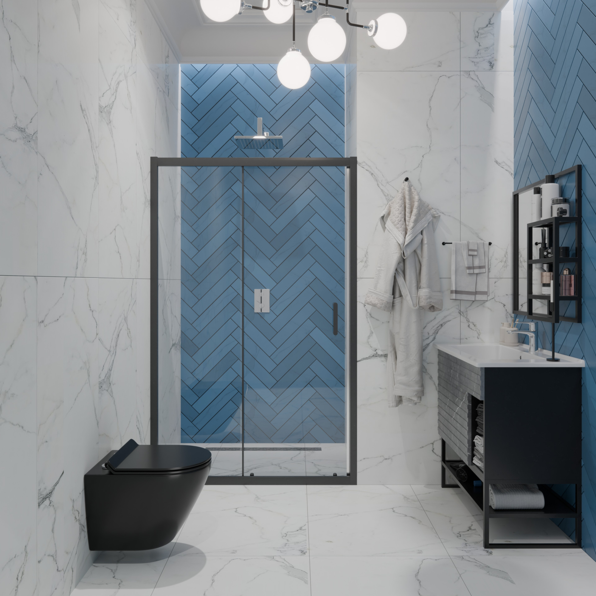 Унитаз подвесной K505BM черный матовый безободковый, сиденье тонкое ДП, крепления