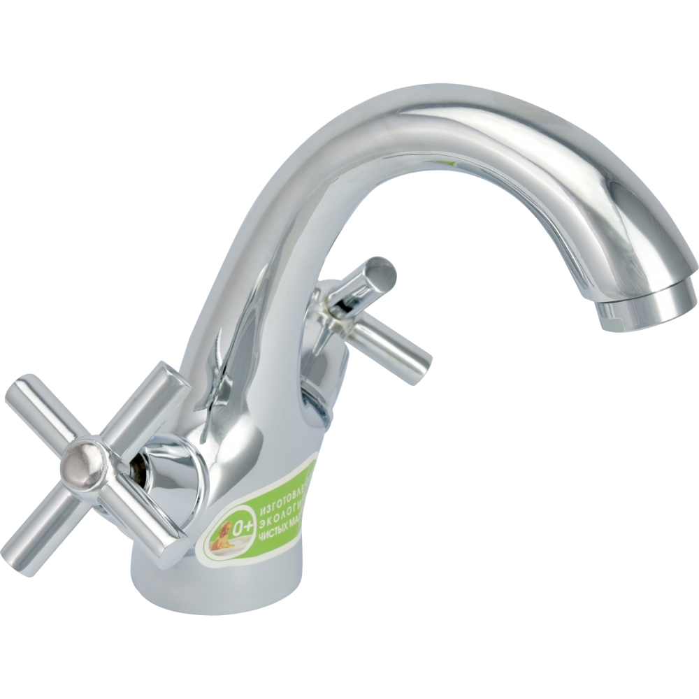 0402.722 Смеситель для умывальника двуручный "Juguni" с гибкой подводкой, JGN0741, кран-букса керамика, хром
