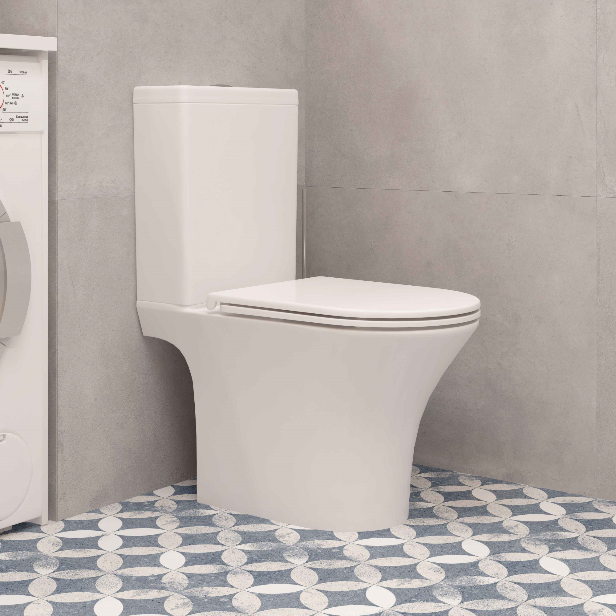 A2801 Унитаз-компакт, безободковый, сиденье тонкое ДП, крепления, арматура, гориз. выпуск