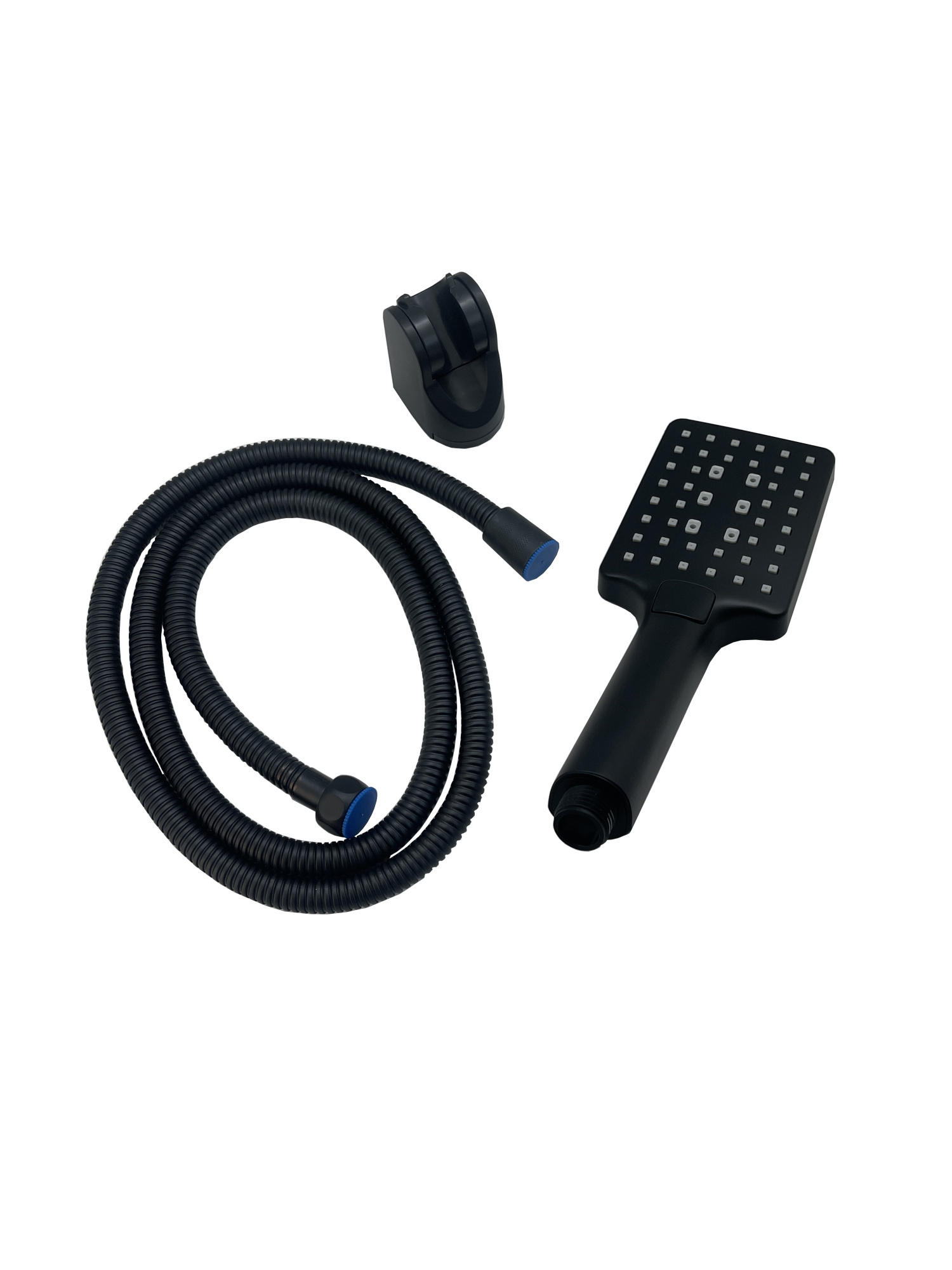 SH03B Лейка для душа в наборе с держателем и шлангом, черный EvaGold