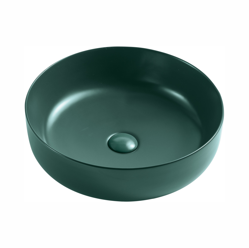 Умывальник накладной A607CDGM зеленый матовый круглый без перелива (440*440*140 мм)