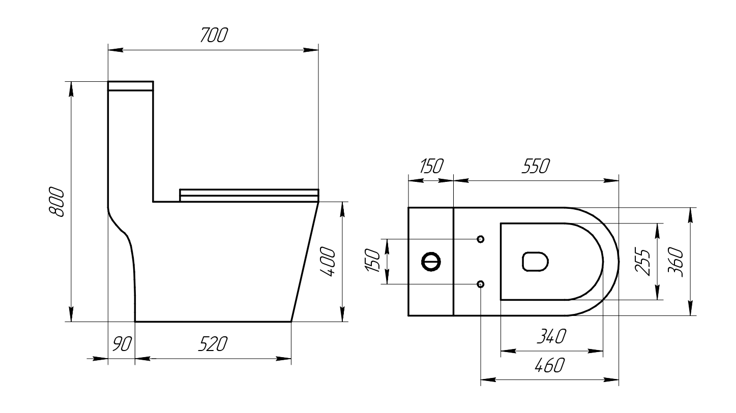 Унитаз-моноблок T1084 безободковый круговой смыв, сиденье тонкое ДП, арматура (с гофрой и подводкой)