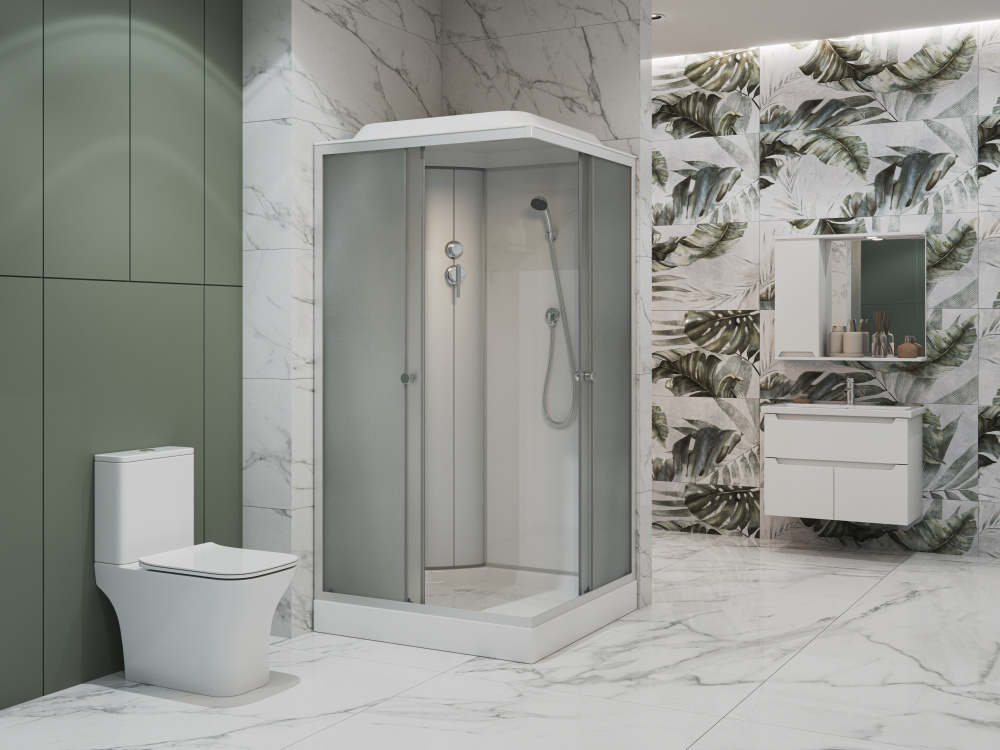 ДК EvaGold квадрат F101WS-Q (100*100, низ.под., рифл. стек., бел. стен., хром матовый проф. 4к.)