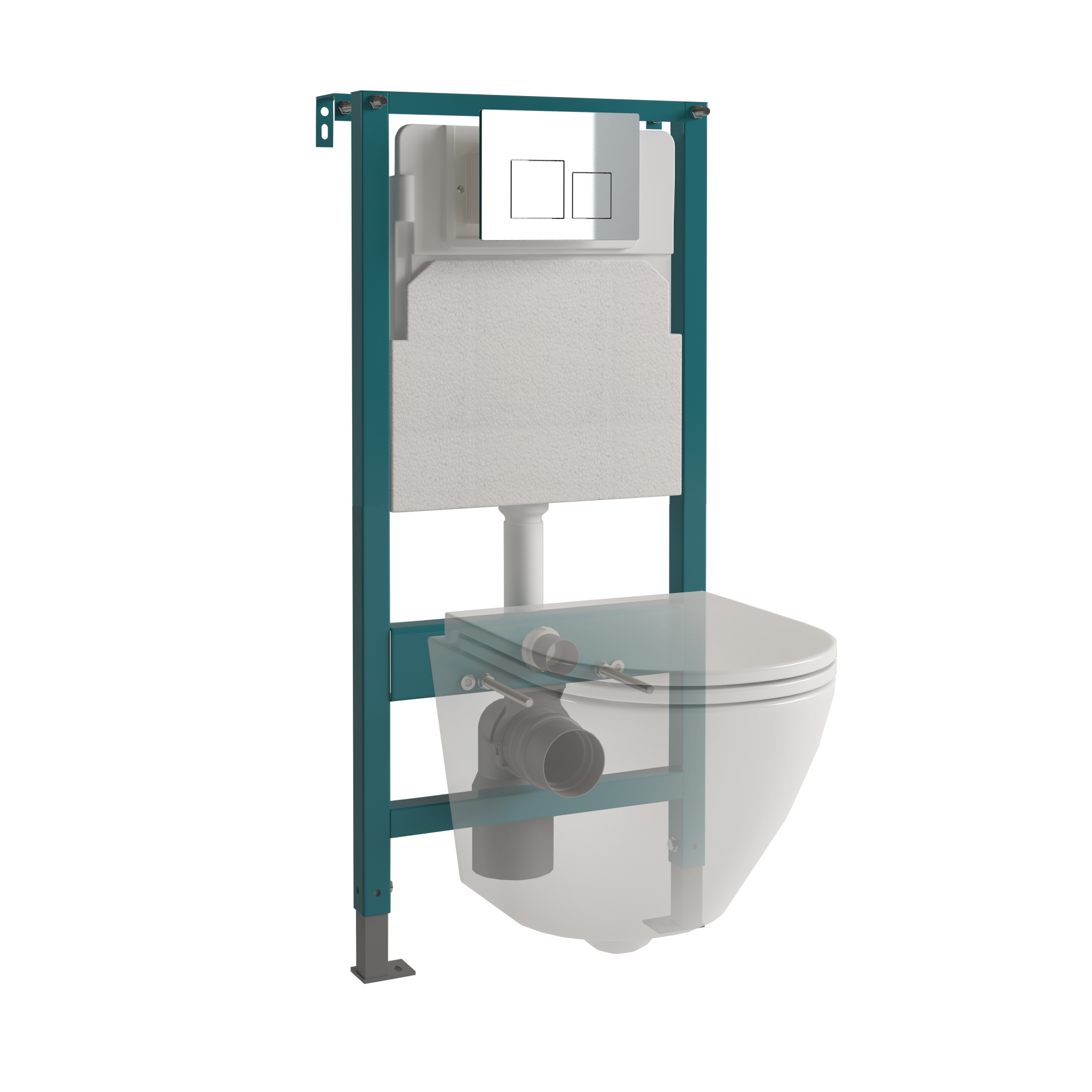 Кнопка смыва EvaGold 05, пластик квадрат хром для инсталляции EvaGold 400 и EvaGold 500