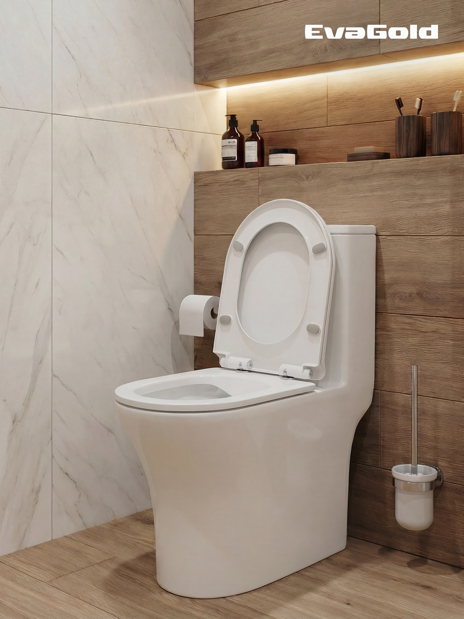 Унитаз-моноблок EG404 безободковый, сиденье тонкое ПП, арматура