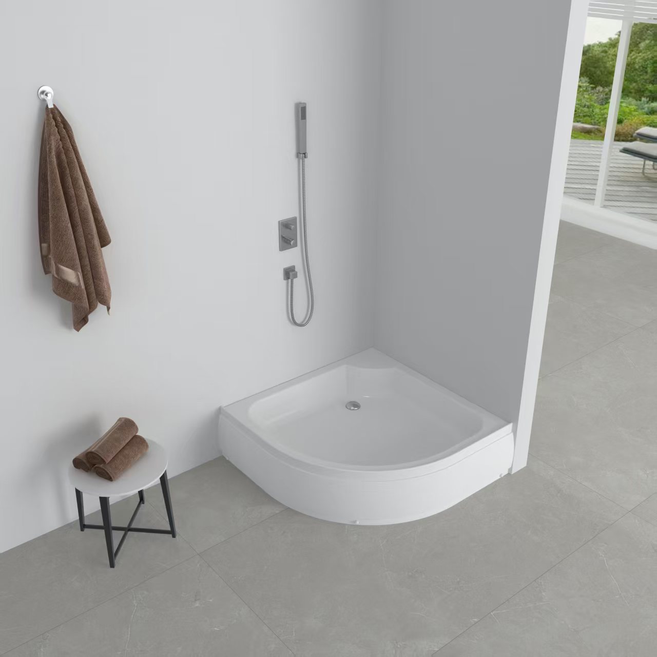 EG230026 Поддон акриловый 90х90х25 полукруглый (с сифоном)