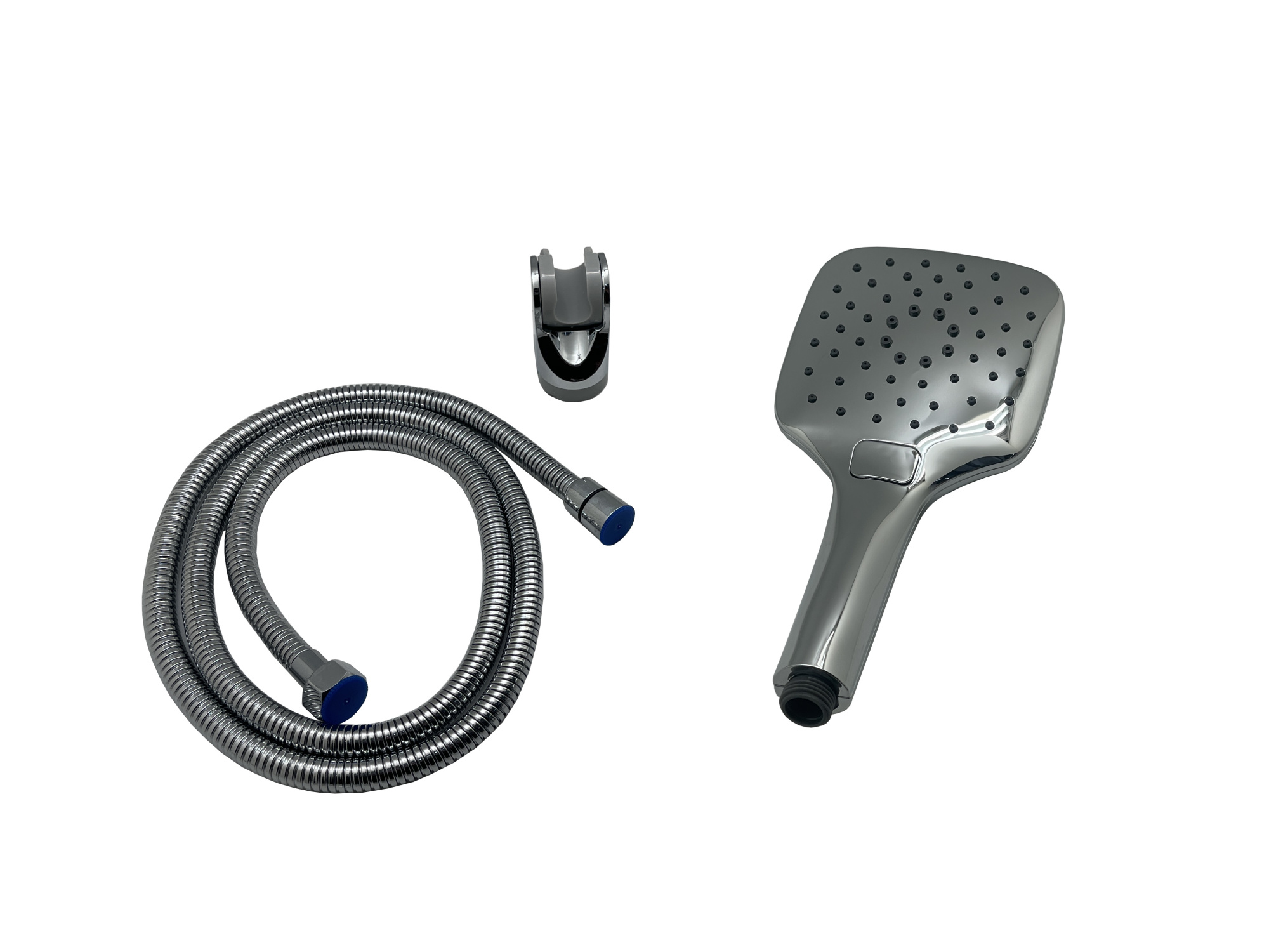 SH02C Лейка для душа в наборе с держателем и шлангом, хром EvaGold