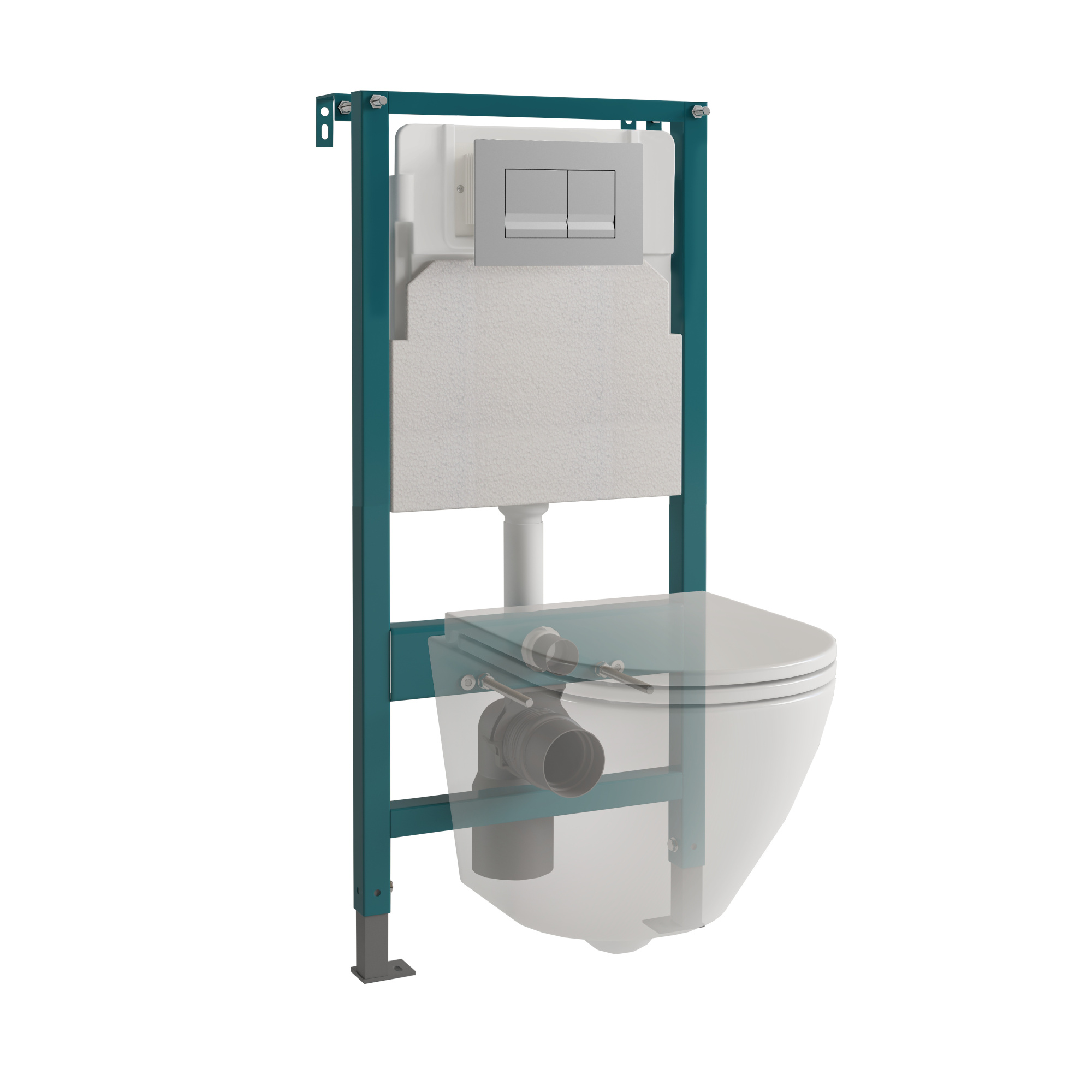 Кнопка смыва EvaGold 01, пластик квадрат хром матовый для инсталляции EvaGold 400 и EvaGold 500