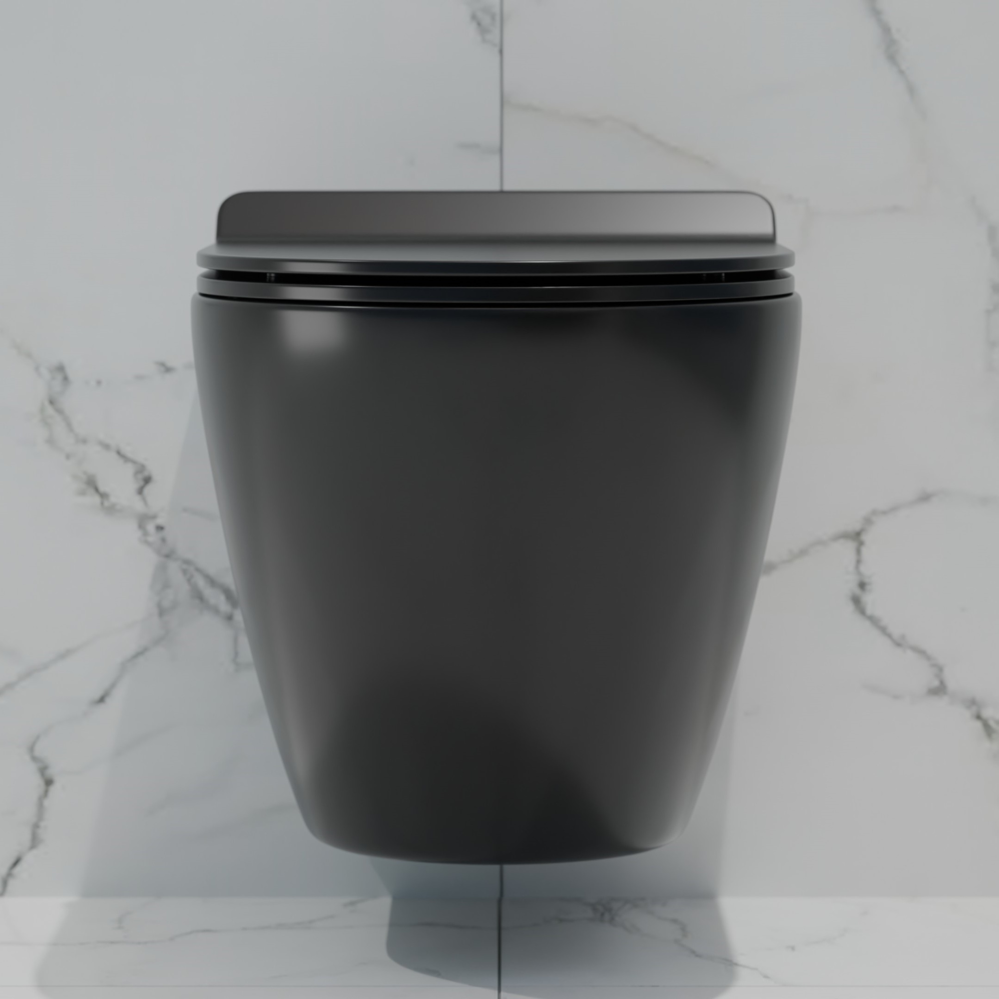 Унитаз подвесной K505BM черный матовый безободковый, сиденье тонкое ДП, крепления