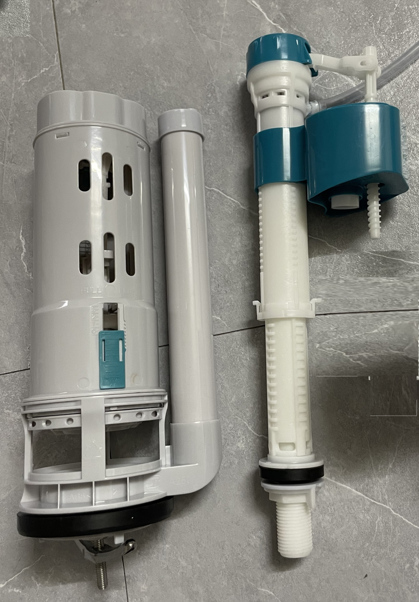 Арматура 2х кноп., ниж. подвод воды для унитаза-моноблока T1084, T1088 (подходит к 9614, 9618, TR1197,T1020)  - h=24,5