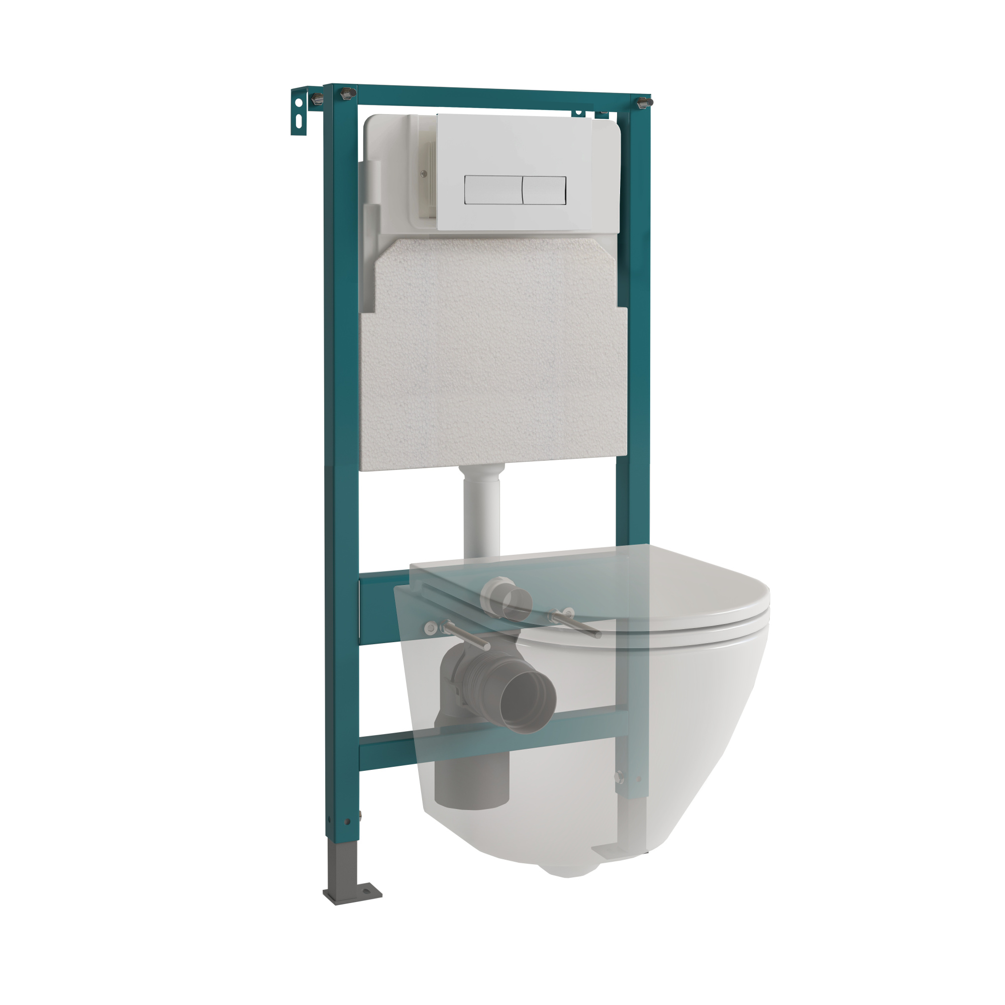 Кнопка смыва EvaGold 02, пластик прямоугольник белая для инсталляции EvaGold 400 и EvaGold 500