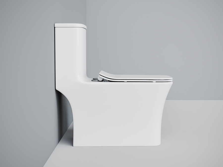 Унитаз-моноблок SM9615 безободковый, сиденье тонкое ДП, арматура (с гофрой и подводкой)