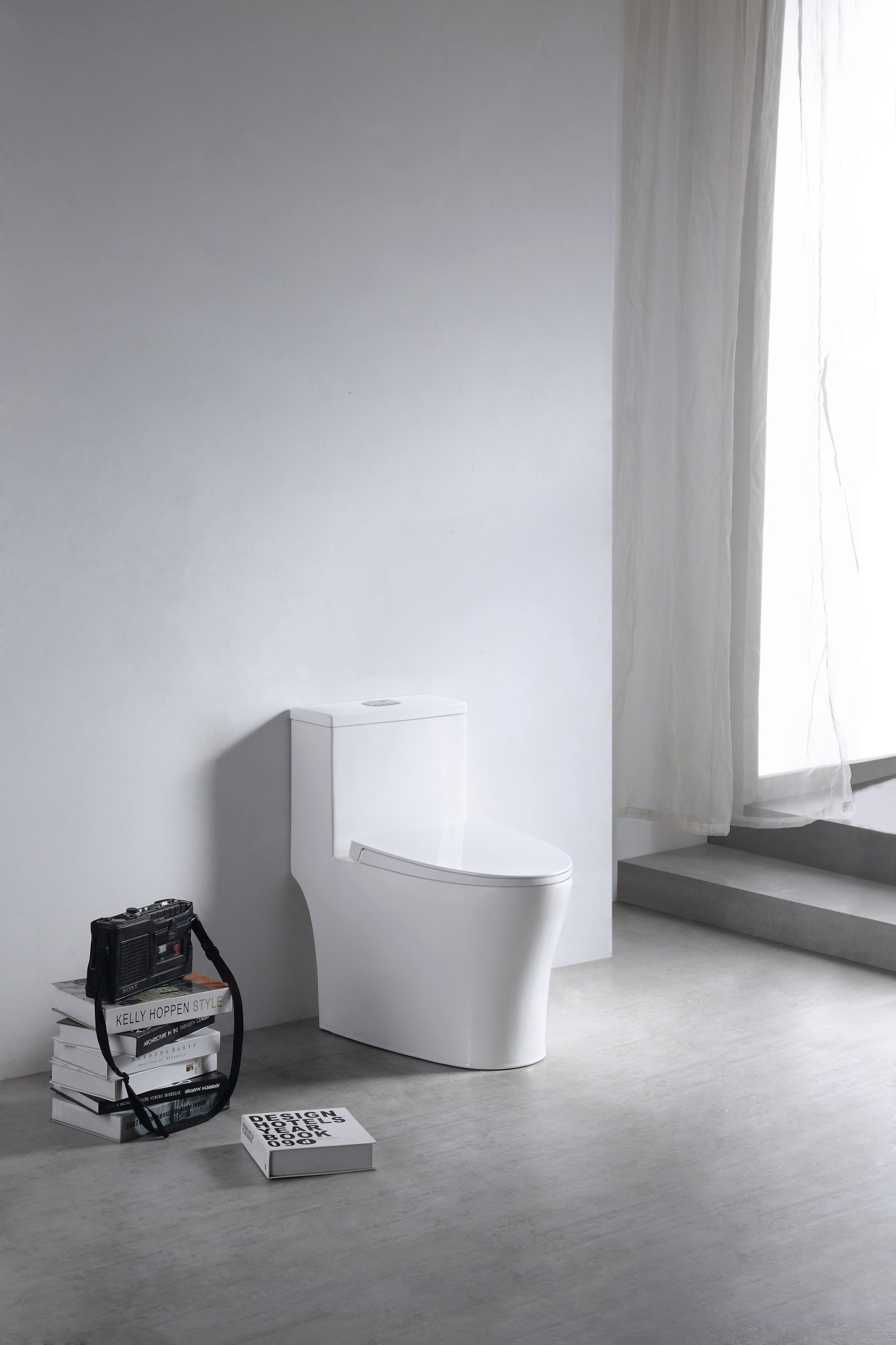 Унитаз-моноблок SM9609 безободковый, сиденье тонкое ДП, арматура (с гофрой и подводкой)