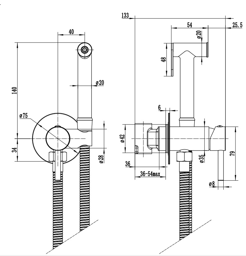 Смеситель с гигиеническим душем Орион, черный, латунь, EvaGold