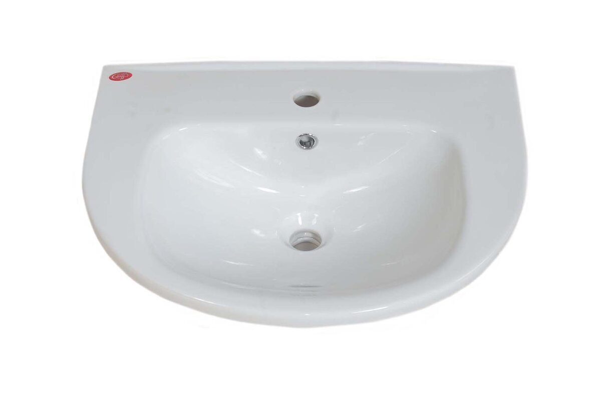 Умывальник "W101" home de luxe 600*480*195 белый с болтами крепления и сливным хромированным кольцом