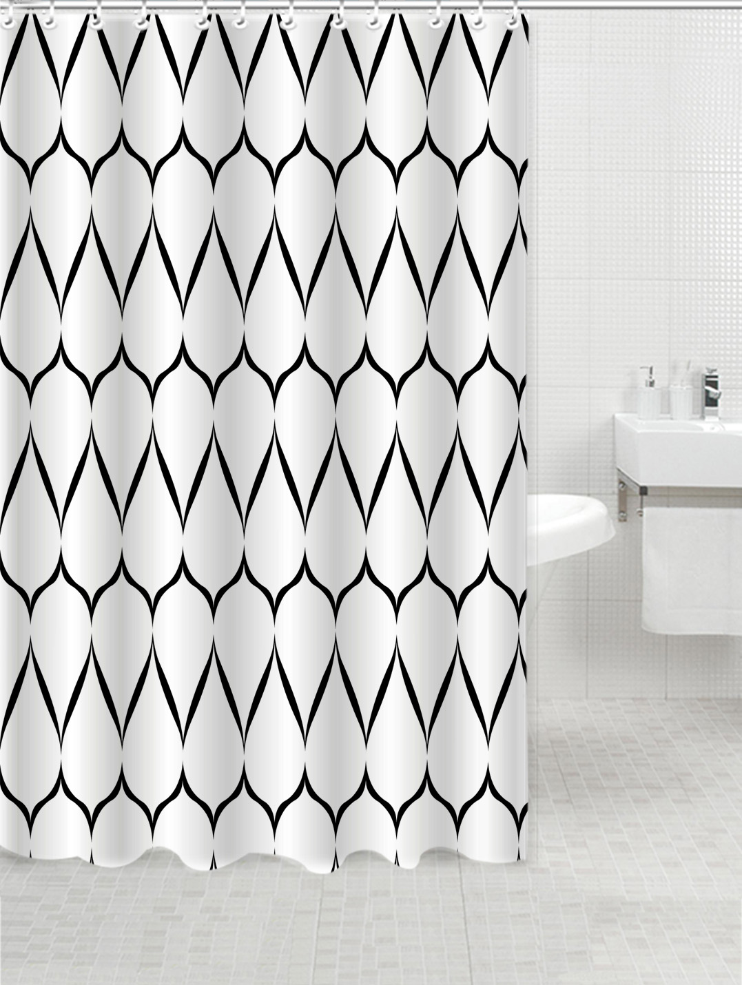 Т Штора для ванной Delphinium "Дуэт" полиэстер 180х180см, 12 колец, мультиколор