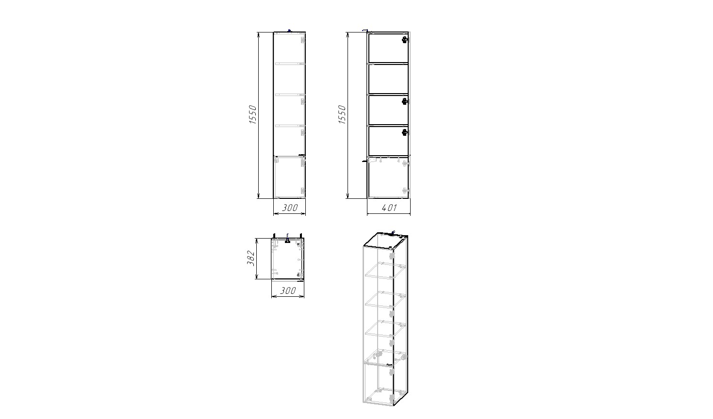 30 Подвесной пенал-шкаф "Tai 30" Белый правый