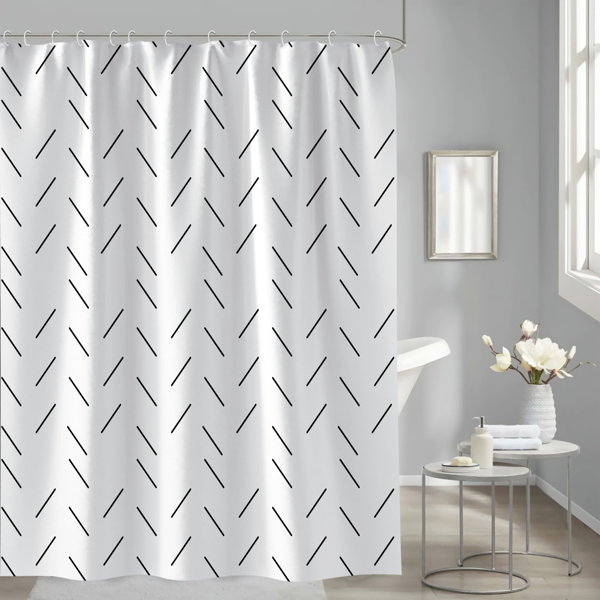 Т Штора для ванной Delphinium "Грейс" полиэстер 180х180см, 12 колец, мультиколор