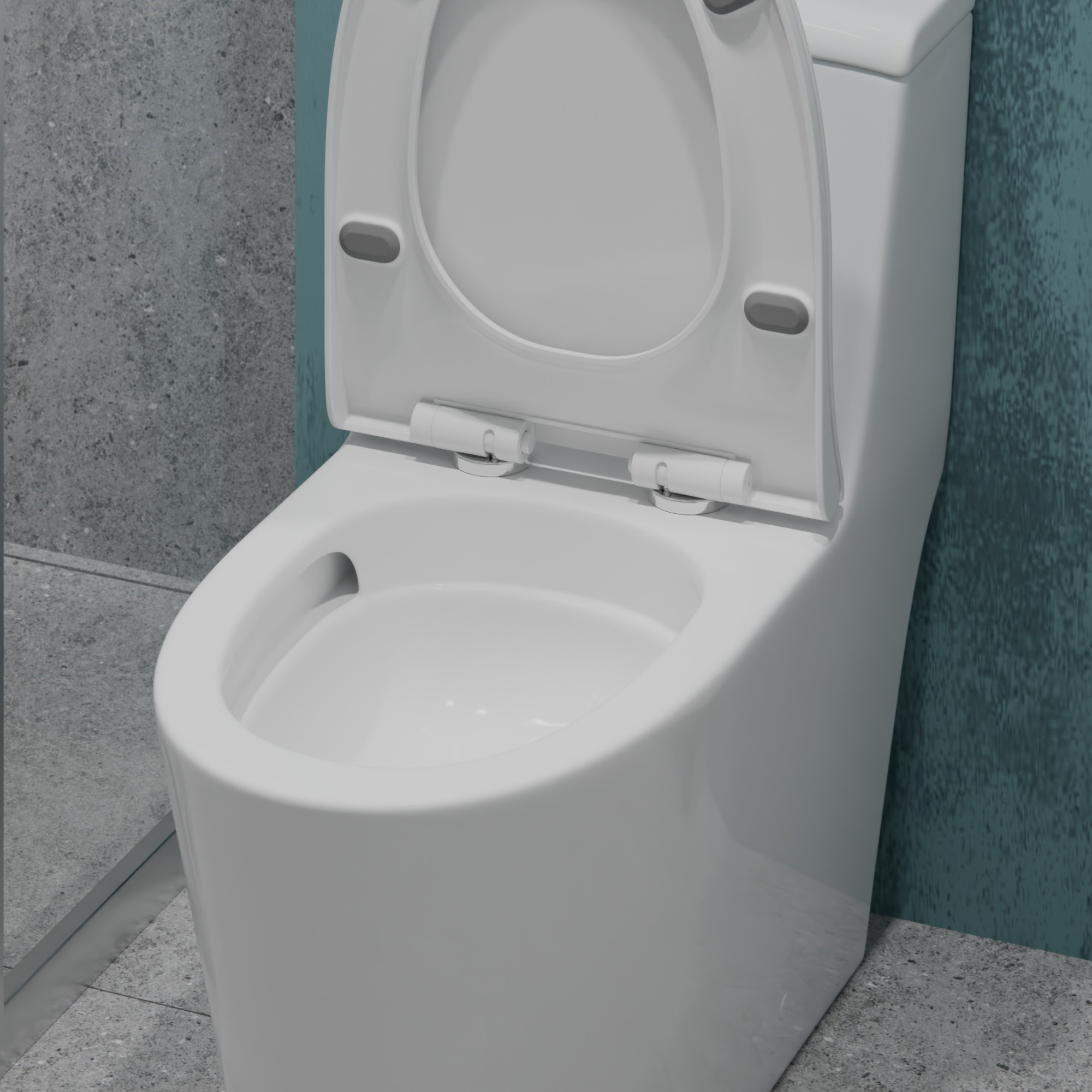 Унитаз-моноблок T1087 безободковый круговой смыв, сиденье тонкое ДП, арматура (с гофрой и подводкой)