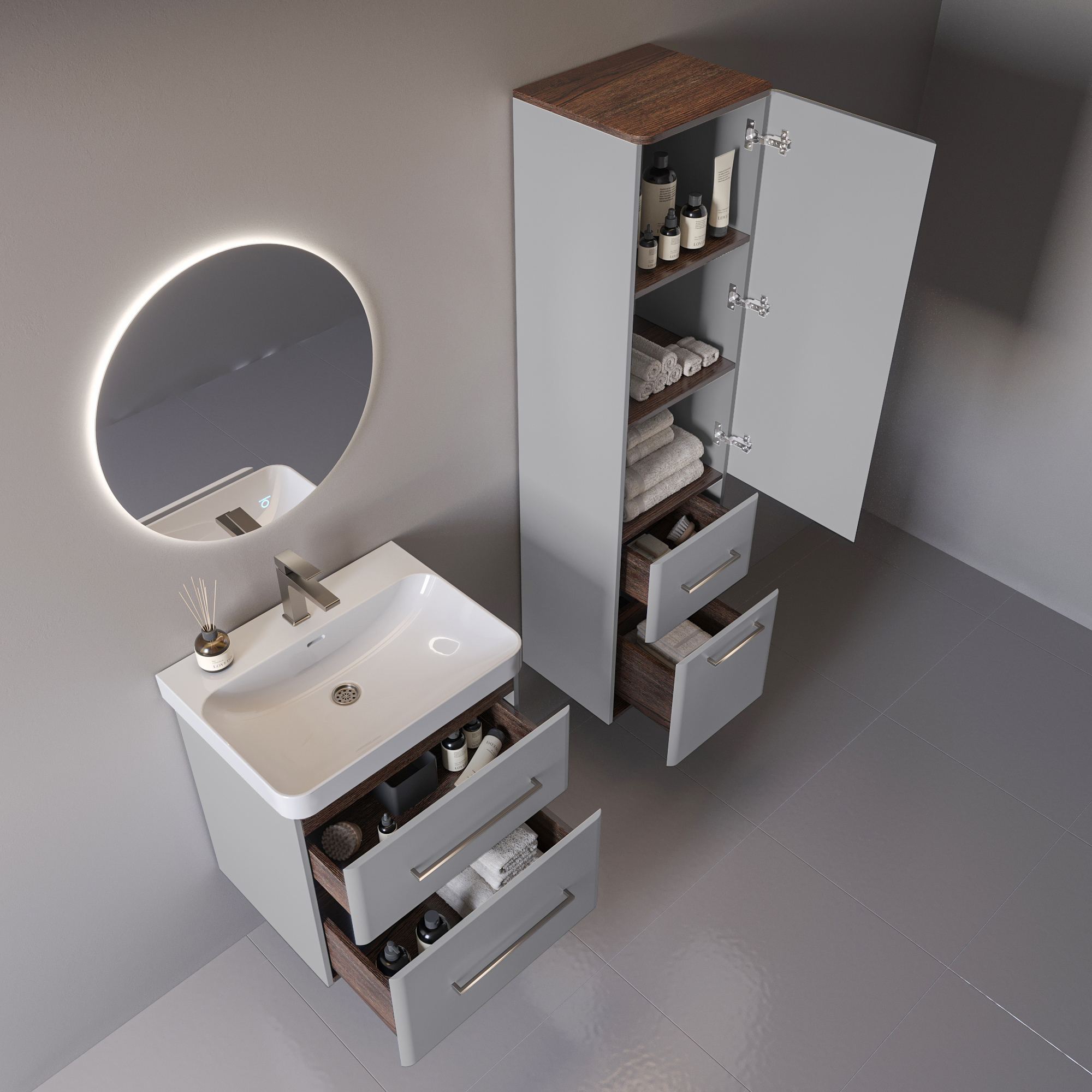 40 Пенал-шкаф подвесной "Перл 40" серый