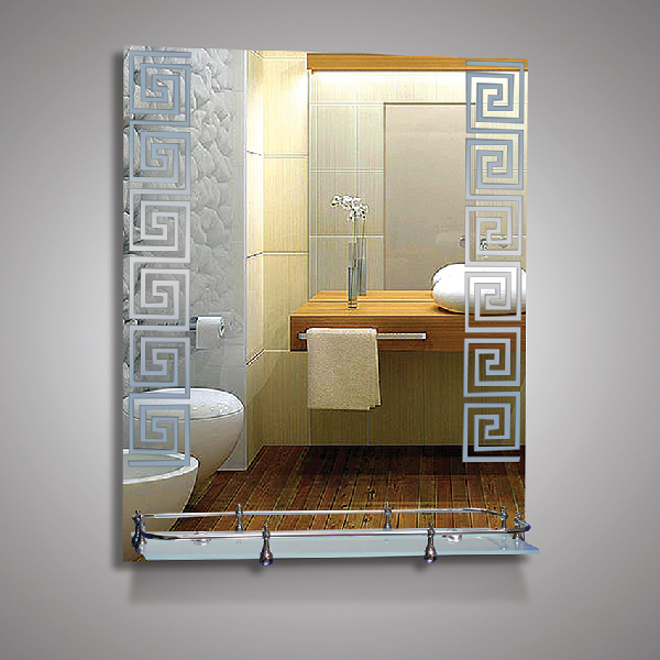 46169в Eva Gold Зеркало с полкой, с орнаментом. 66*54