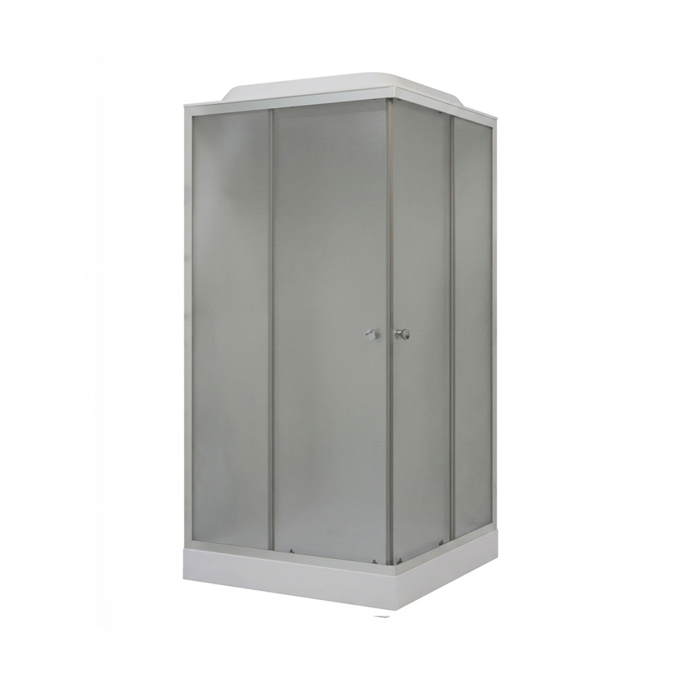 ДК EvaGold квадрат F901WS-Q (90*90, низ.под., рифл. стек., бел. стен., хром матовый проф. 4к.)