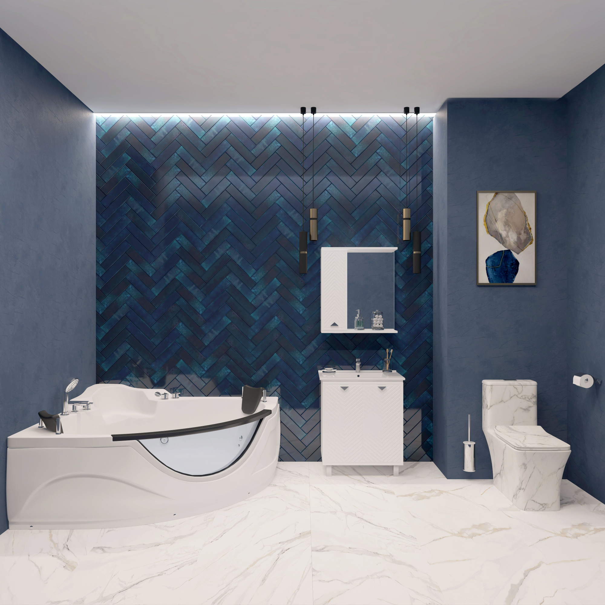 Ванна ГМ 1505*1505*700 с насосом OLB-806 с переливом