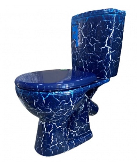 Унитаз-компакт "Уют" синий кракелюр Киров, кос. выпуск, ниж. подвод, сид. полипропилен, армат. 3/6