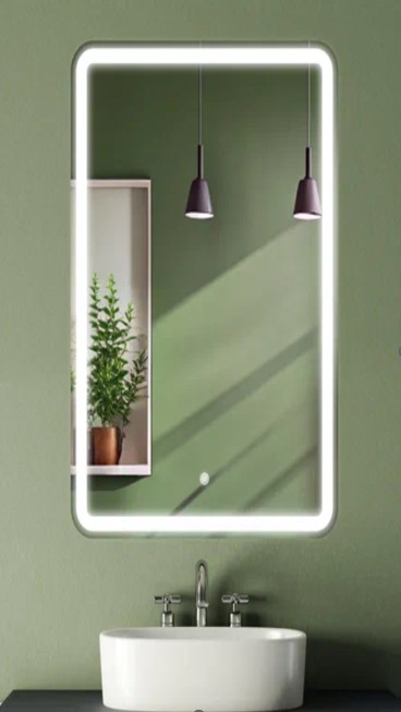 Зеркало Bricks 80x60 light прямоугольное с LED подсветкой (2 варианта навеса)