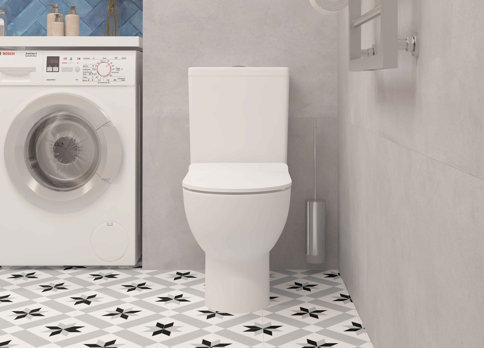 A080 Унитаз-компакт, сиденье тонкое ДП, крепления, арматура, гориз. выпуск