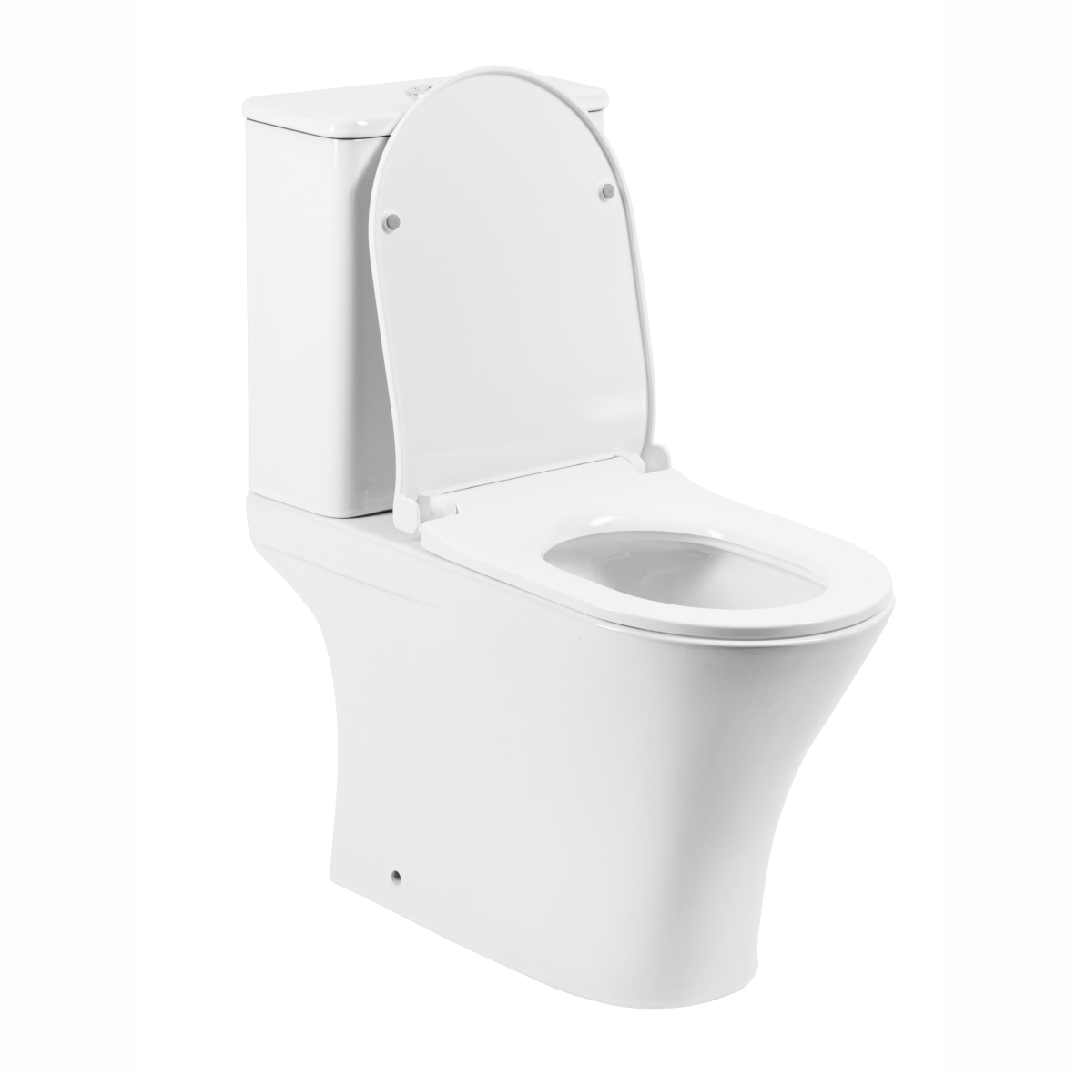 Унитаз-компакт EG306T безободковый круговой смыв, сиденье тонкое ДП, крепления, арматура, горизонтальный выпуск (T2334)