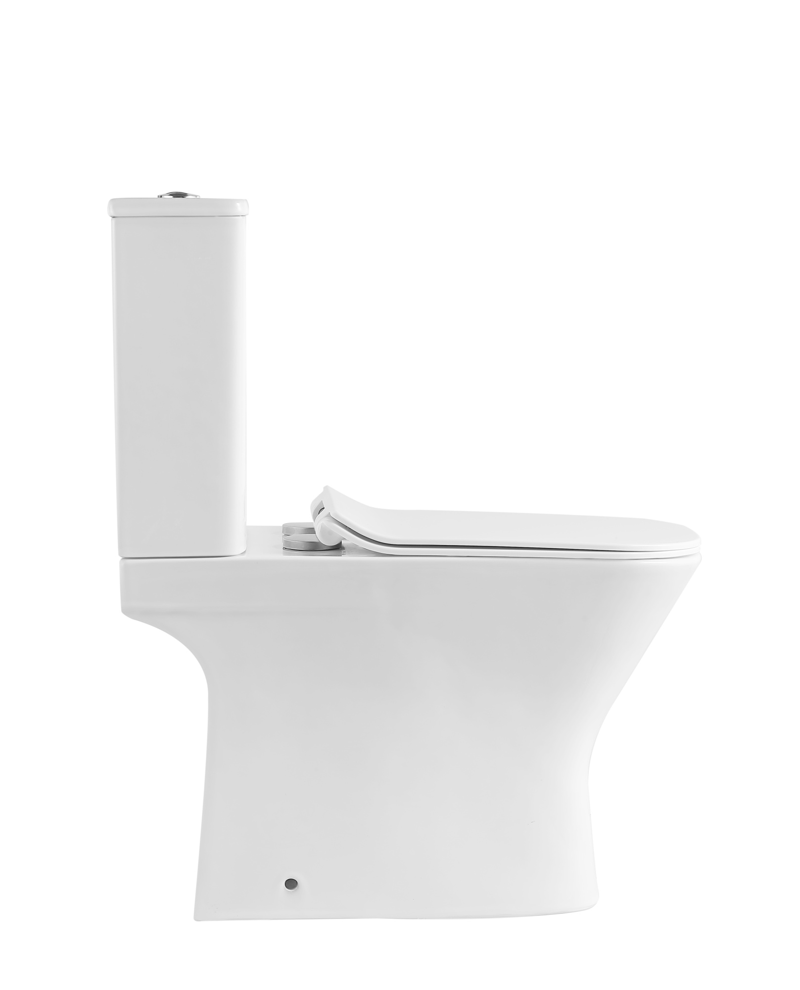 Унитаз-компакт EG307T безободковый круговой смыв, сиденье тонкое ДП, крепления, арматура, горизонтальный выпуск (T2335)