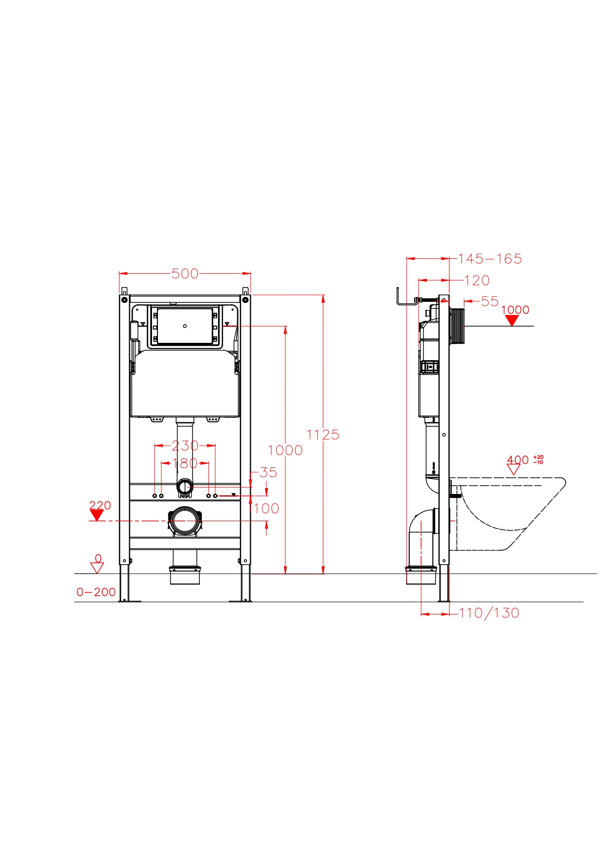 Инсталляция EvaGold 500 NEO для подвесного унитаза