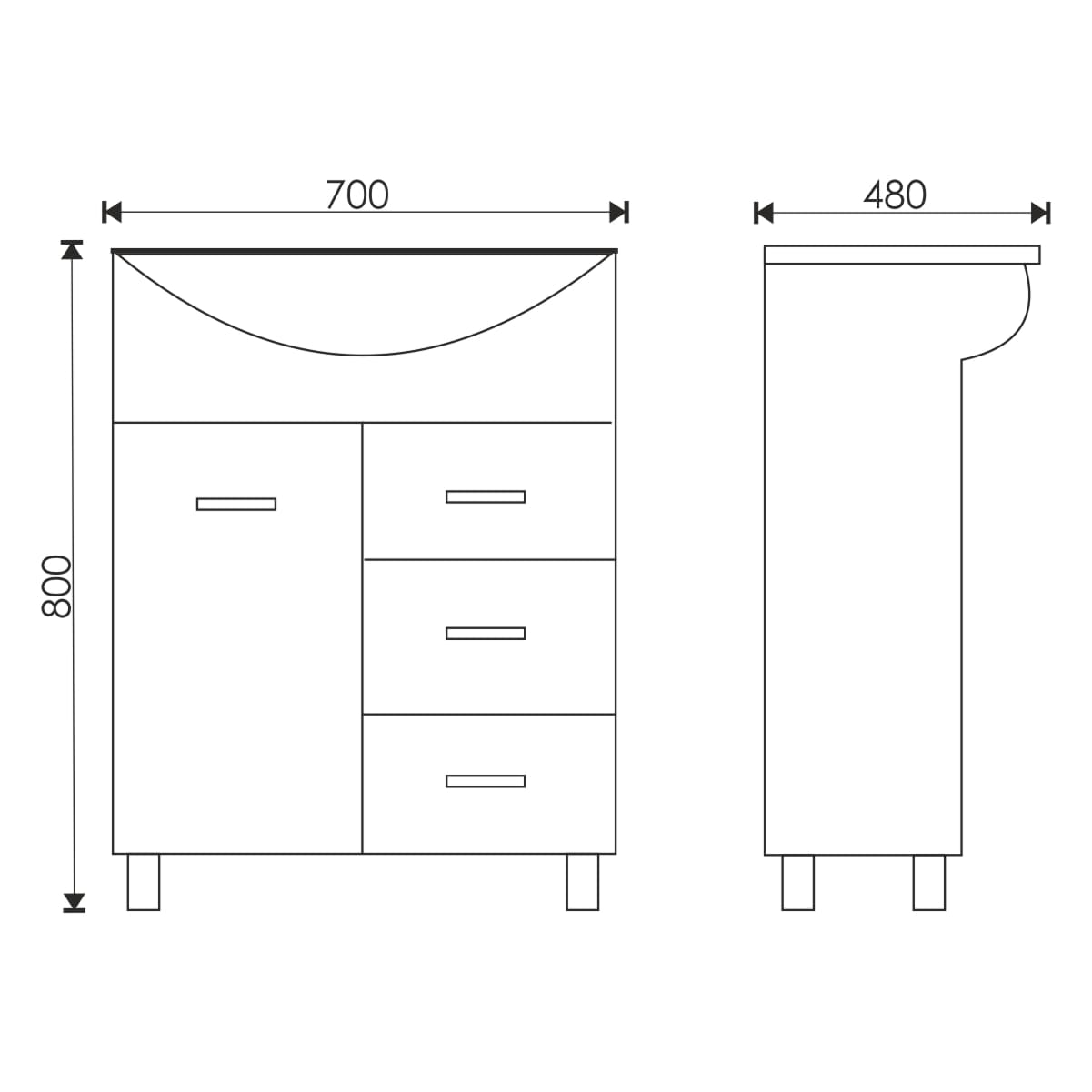 70 Тумба "Лотос 70" 3 ящ. (ум. Эрика70)