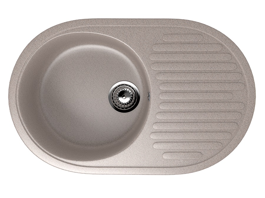 Мойка композит.Ulgran U-107 ОВАЛЬНАЯ 302 песочный 730*460*200  с сифоном