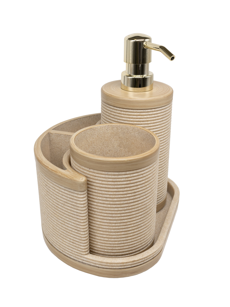 Набор аксессуаров для ванной комнаты, бежевый, полирезин, 23-6106
