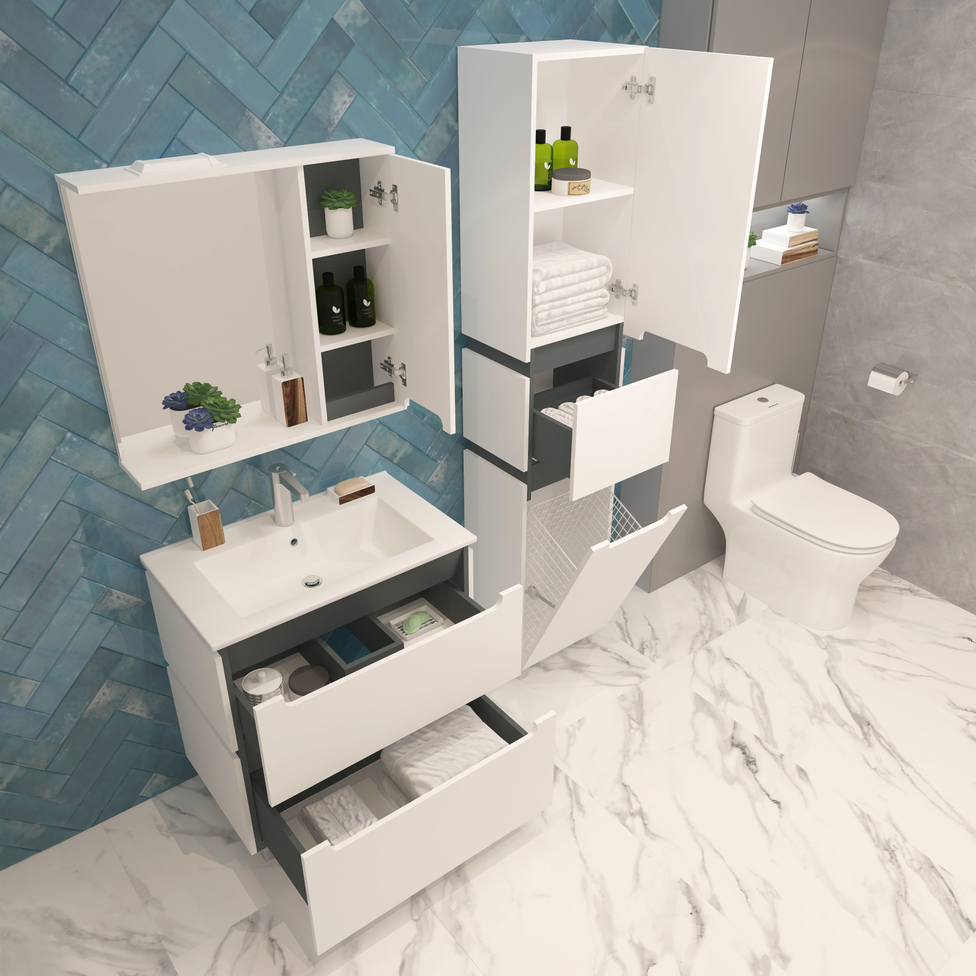 40 Пенал-шкаф "Vesta 40" №4 белый/графит Pur-клей