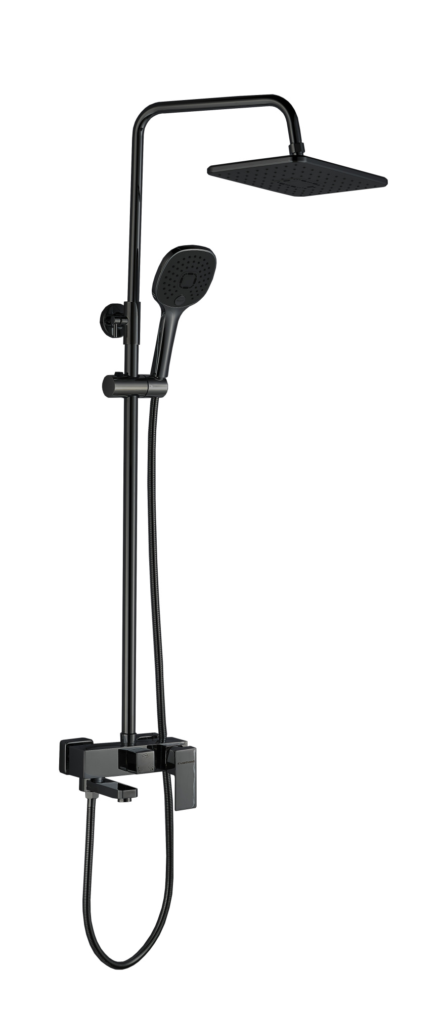 FS01B Душевая стойка со смесителем латунь, черный EvaGold