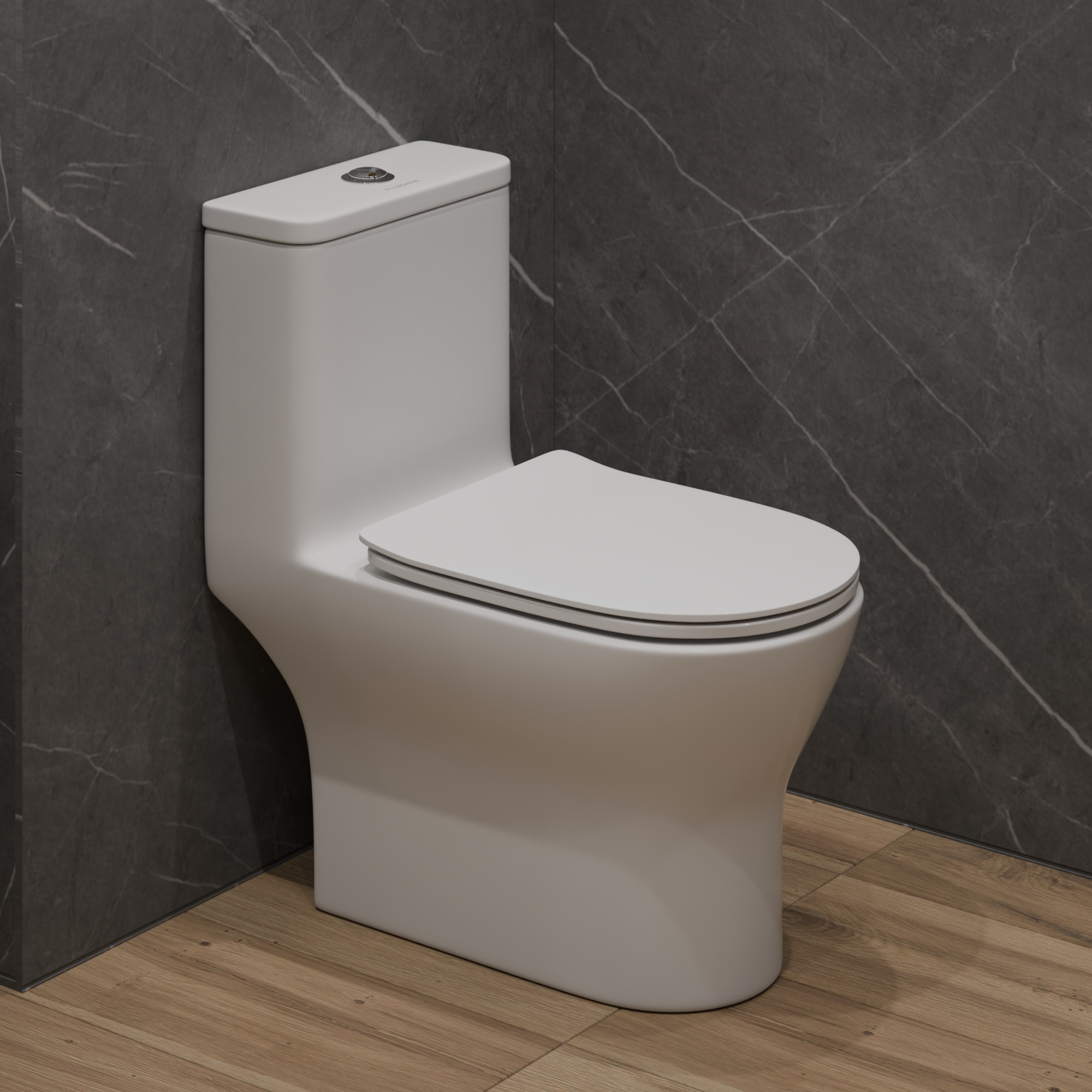 Унитаз-моноблок SM9618T безободковый круговой смыв, сиденье тонкое ДП, арматура (с гофрой и подводкой)