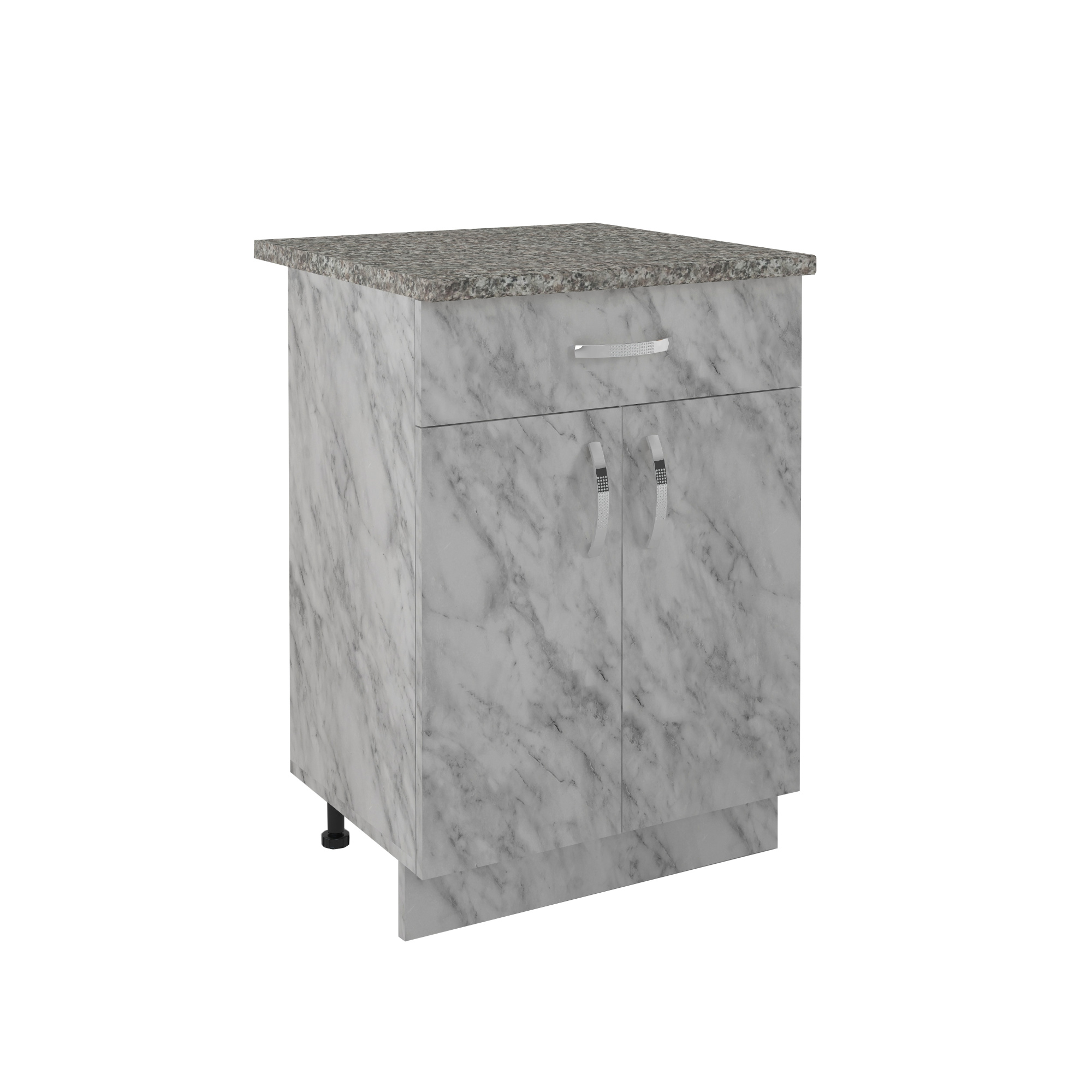 600 Стол рабочий/разделочный (1 ящик) - белый мрамор (60х84х43)