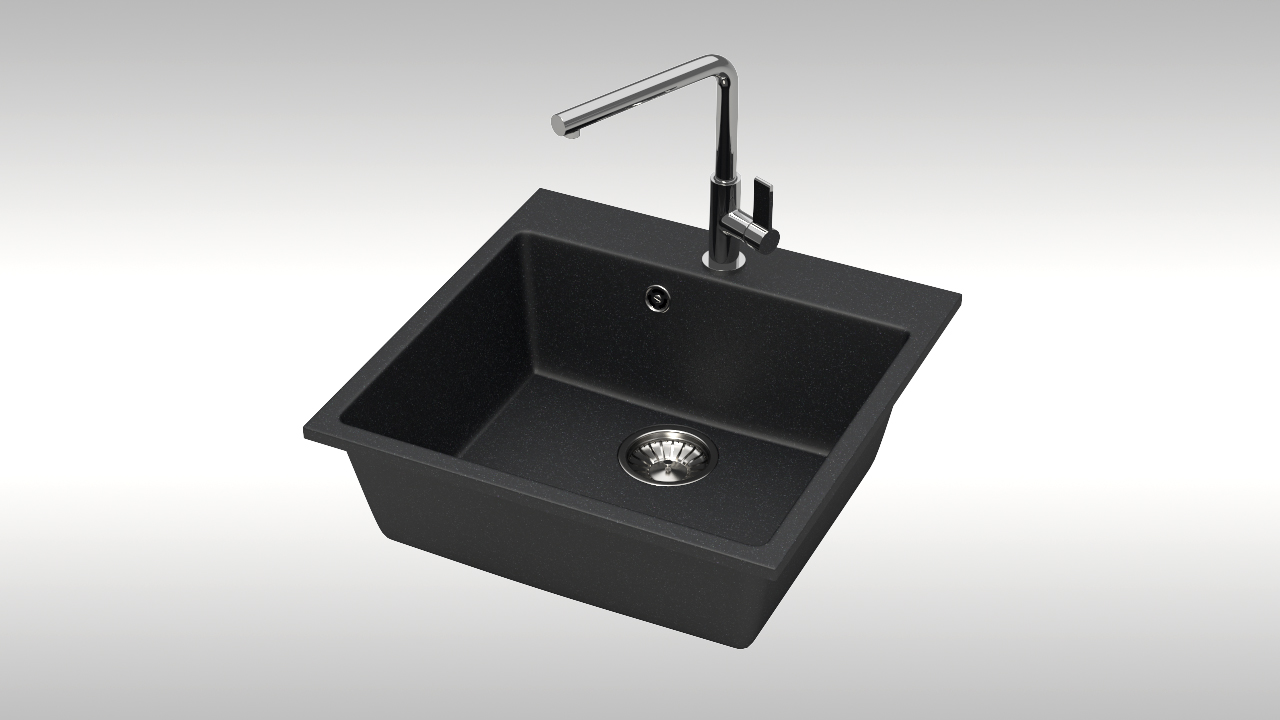 Мойка композит. MARRBAXX КК ПРЯМОУГ. 42/Q4, 500х500х175, черный, без сифона