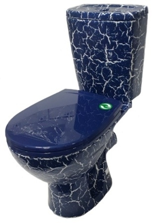 Унитаз-компакт "Соло" синий кракелюр Киров, гор. выпуск, ниж. подвод, сид. полипропилен, армат. 3/6