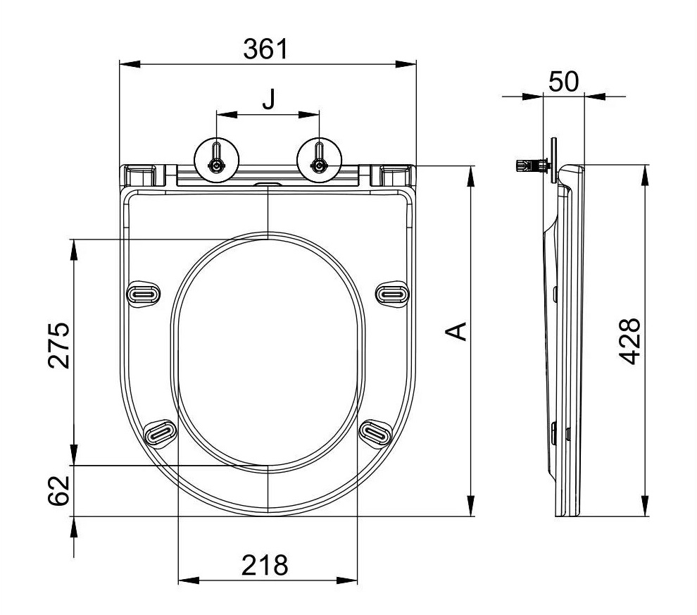 Сиденье ДП с доводчиком для подвесного унитаза K49