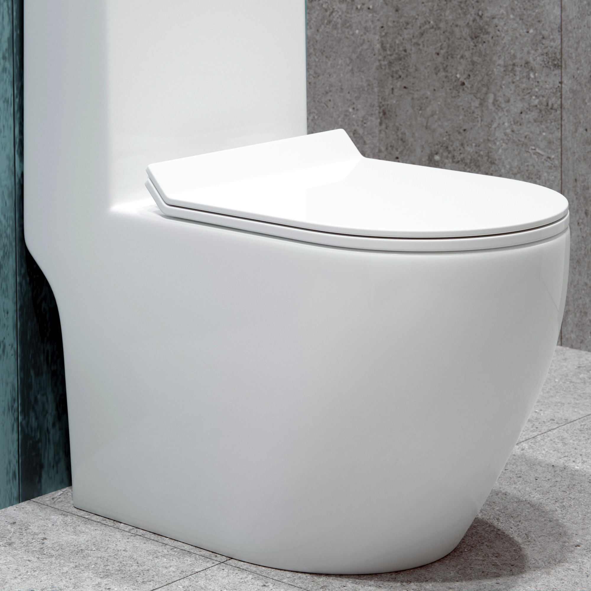 Унитаз-моноблок 5005 безободковый, сиденье тонкое ДП, арматура (с гофрой и подводкой)