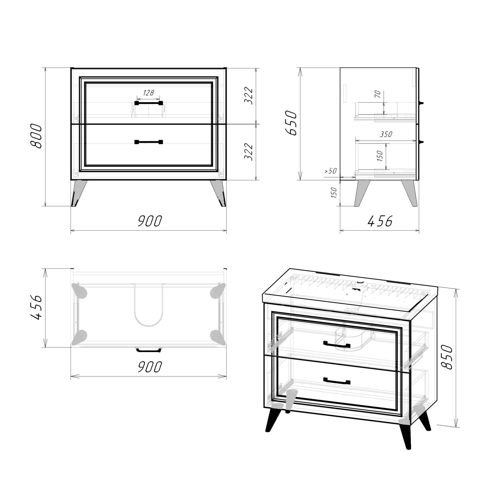 90 Тумба Орлеан 90 (ум. Эстель 90), (универсальная, цвет серый)