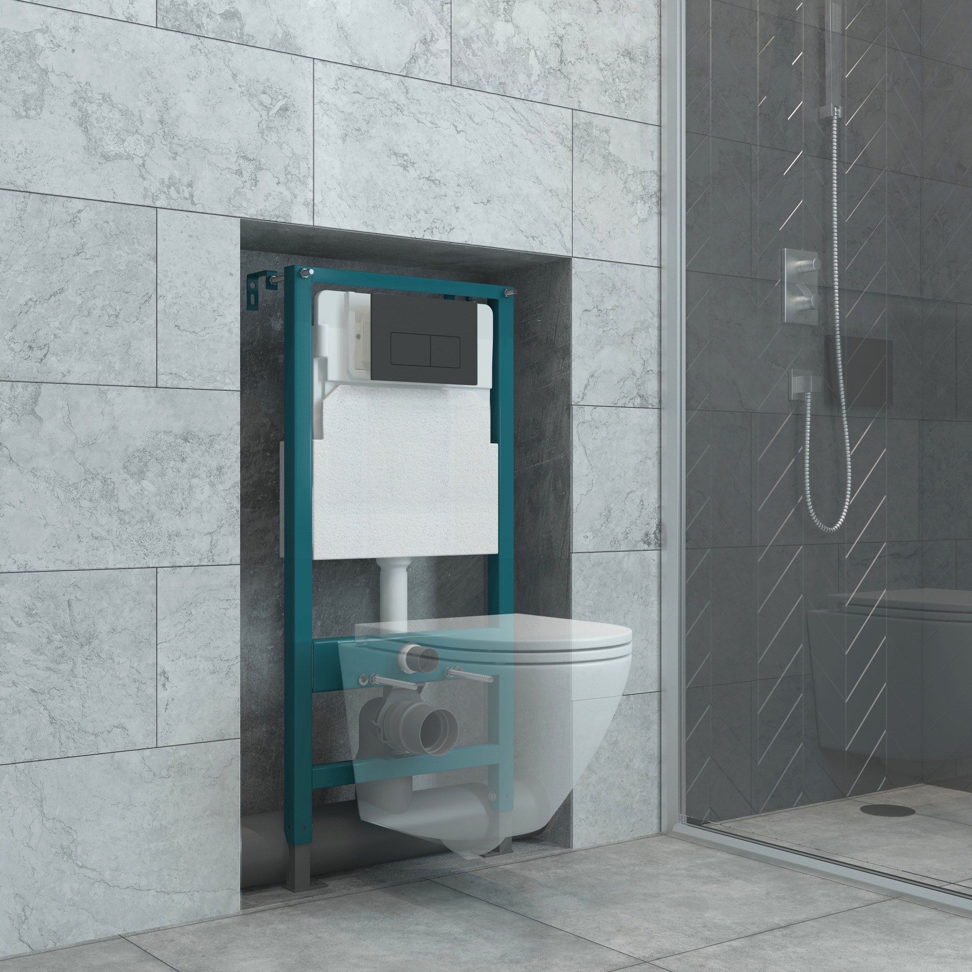 Кнопка смыва EvaGold 07, пластик прямоугольн черный матовый для инсталляции EvaGold 400 и EvaGold500