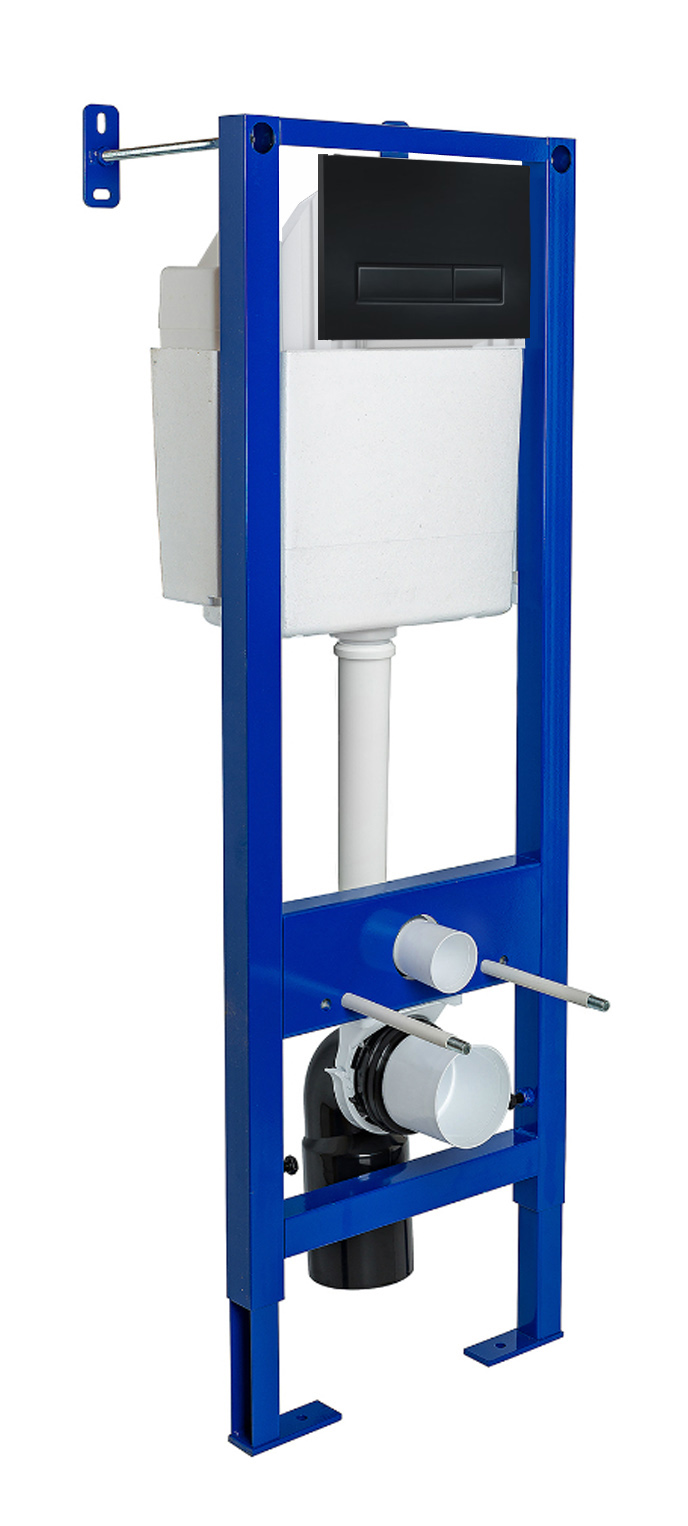 Инсталляция BERGES для скрытого монтажа унитаза АТОМ Line 410 кнопка черная SoftTouch (41 см)